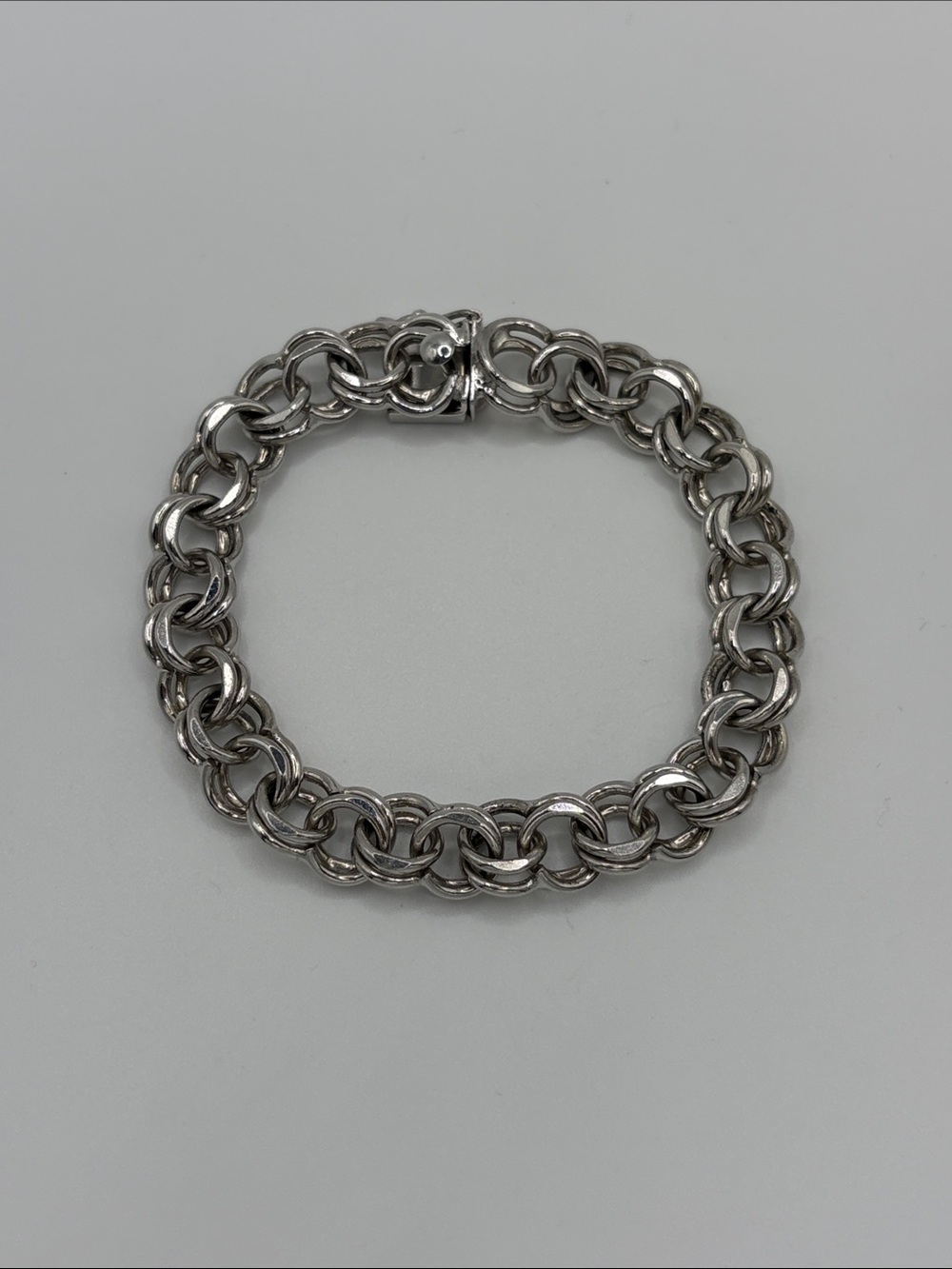 Sterling Silver 925 Chunky Silver Charm Bracelet 6.5 inch fit